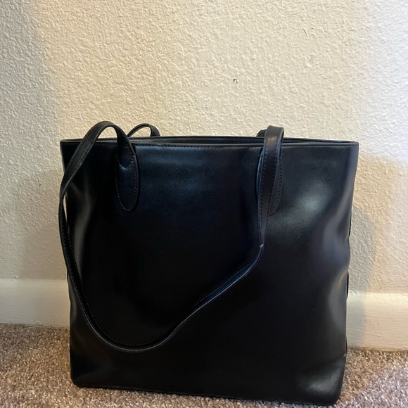 kate spade Black Leather Tote with Gold Logo - Picture 2 of 7